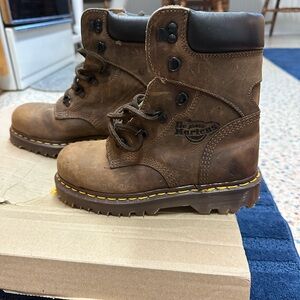 Women’s Dr.Martens, Size 4, Aztec Crazy Horse Boot. Steel Toe. Brown. NIB